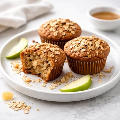 Image of Healthy Low Fat Apple Ginger Oat Bran Muffins