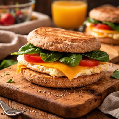 Image of Healthy Low Fat Breakfast Sandwich on the Go