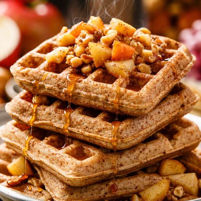 Image of Healthy Low Fat Whole Wheat Apple Spice Waffles
