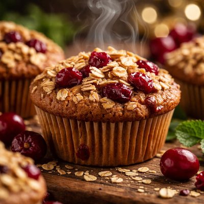 Image of Healthy Oatmeal Cranberry Muffins