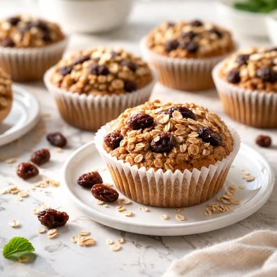 Image of Healthy Oatmeal Raisin Cookie Muffins