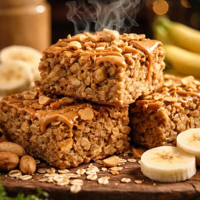 Image of Healthy Peanut Butter Banana Oatmeal Bars