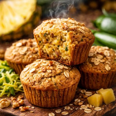 Image of Healthy Pineapple Zucchini Muffins
