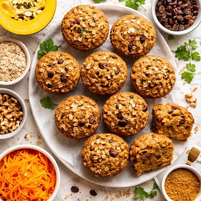 Image of Healthy Pumpkin Carrot Raisin Muffins