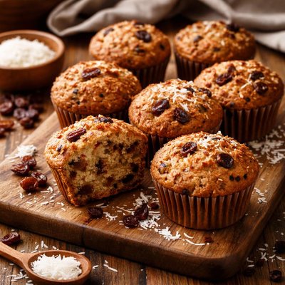Image of Healthy Raisin Coconut Muffins