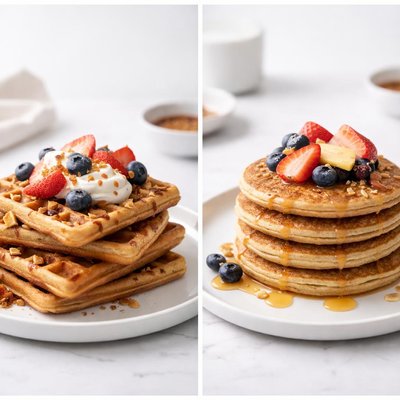 Image of Healthy Sourdough Whole Grain Waffles and Pancakes