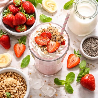 Image of Healthy Strawberry Milkshake