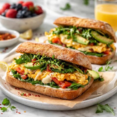 Image of Healthy Summer Time or Anytime Omelet Sammie Sandwiches