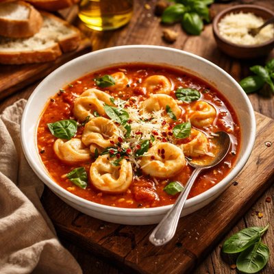 Image of Healthy Tomato Tortellini Soup