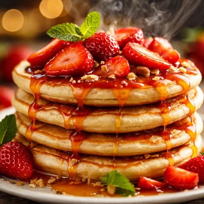 Image of Healthy Vegan and Terrific Strawberry Pancakes