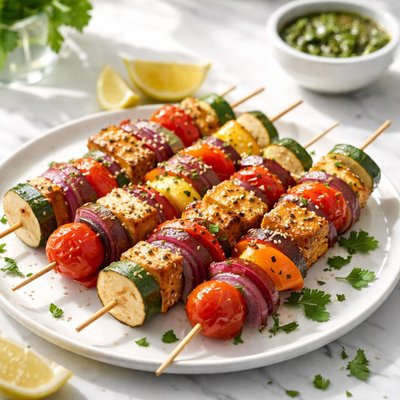 Image of Healthy Vegetable Tofu Kebabs