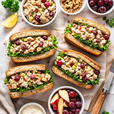Image of Healthy Waldorf Turkey Salad Sandwiches