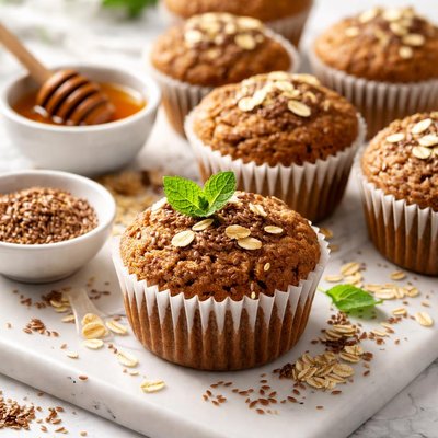 Image of Healthy Wheat Bran Flax Meal Muffins