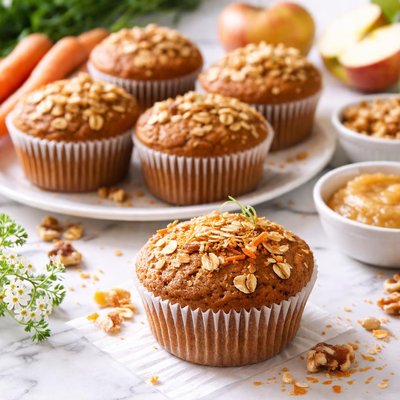 Image of Healthy Whole Wheat Carrot Applesauce Muffins