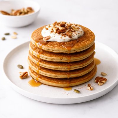 Image of Healthy Whole Wheat Pumpkin Pie Pancakes