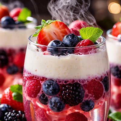 Image of Healthy Yogurt Gelatin Berry Flutes