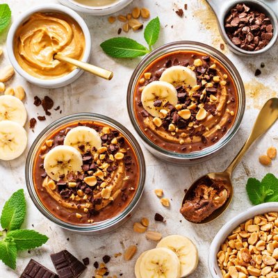 Image of Healty Chocolate and Peanut Butter Pudding