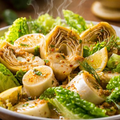 Image of Hearts of Romaine Palm Artichoke W Citrus Dijon Dressing