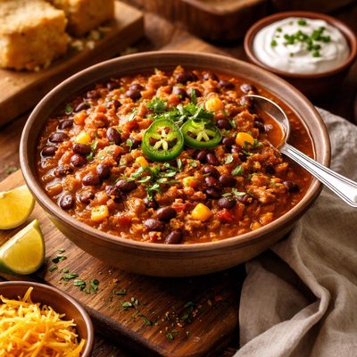 Image of Chili de Frijoles y Maíz Saludable para el Corazón