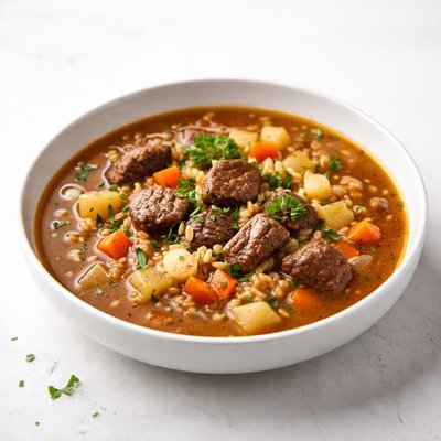 Image of Hearty Beef and Barley Soup with Vegetables