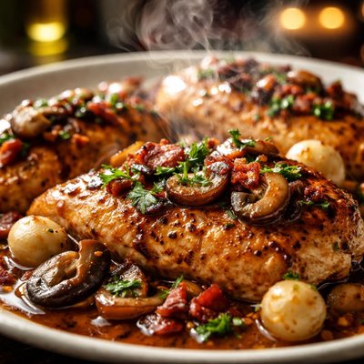 Image of Hearty Chicken with Wine Sauce