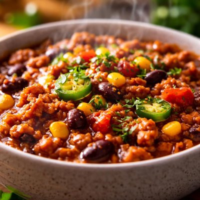 Image of Chili contundente sin soya con maíz