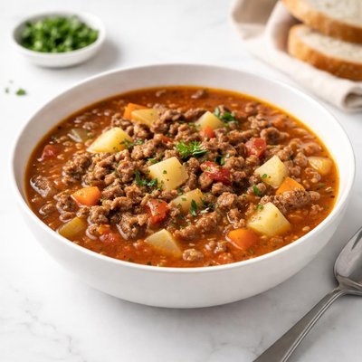 Image of Hearty Hamburger Soup Crock Pot