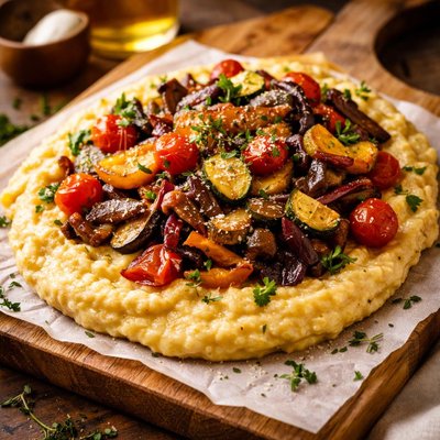 Image of Hearty Herbed Veggie Topped Polenta