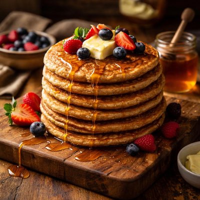 Image of Hearty Honey Whole Wheat Pancakes