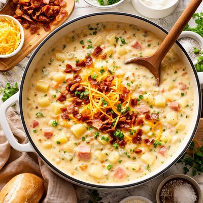 Image of Hearty Potato Ham and Cheese Chowder