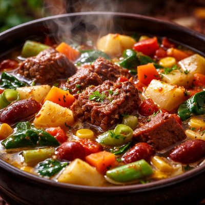 Image of Hearty Vegetable and Meat Soup