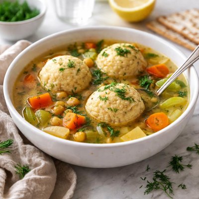 Image of Hearty Vegetarian Motzah Ball Soup