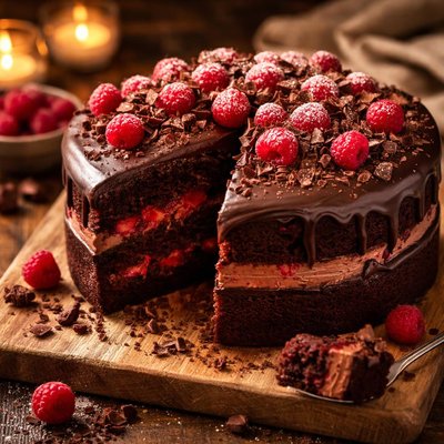 Image of Heavenly Chocolate Raspberry Cake
