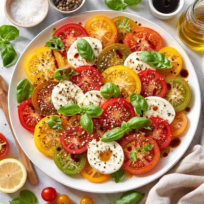 Image of Heirloom Tomato Mozzarella and Basil Side Dish