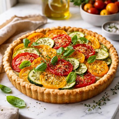 Image of Heirloom Tomatoes and Zucchini Pie
