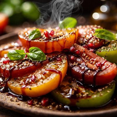 Image of Heirloom Tomatoes with Pomegranate Molasses Drizzle