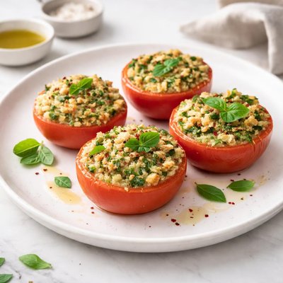 Image of Tomates al horno con hierbas y queso Keto