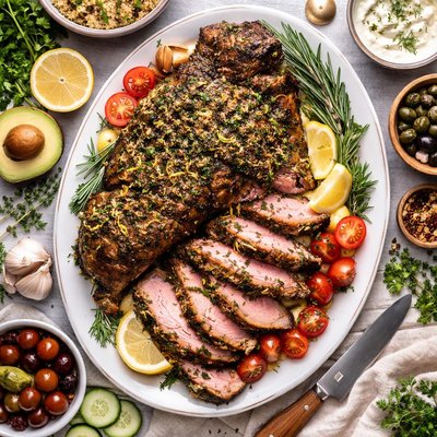 Image of Cordero asado con hierbas y ajo bajo en grasa