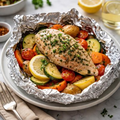 Image of Herbed Chicken N Veggie Packet Dinner