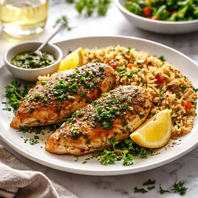 Image of Herbed Chicken with Brown Rice Pilaf