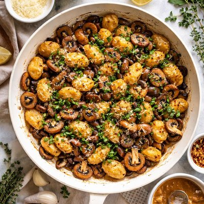 Image of Herbed Gnocchi and Mushrooms in Brown Butter