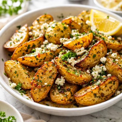 Image of Herbed Greek Roasted Potatoes with Feta Cheese