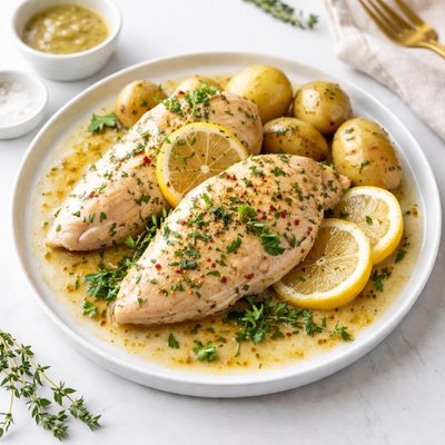 Image of Herbed Lemon Chicken in a Crock Pot Slow Cooker