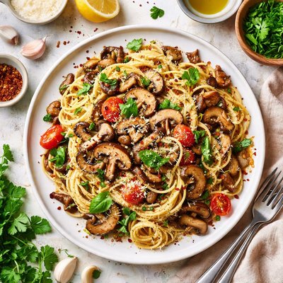 Image of Herbed Pasta with Shiitake Mushrooms