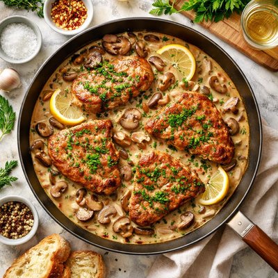 Image of Herbed Pork Chops in Mushroom Sauce