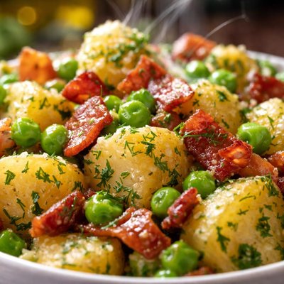 Image of Herbed Potato Salad with Bacon and Peas