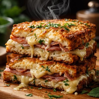 Image of Herbed Prosciutto and Gruyere Croque Monsieurs