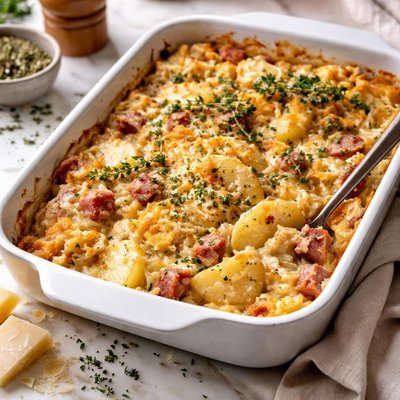 Image of Herbs De Provence Scalloped Potatoes and Ham Casserole