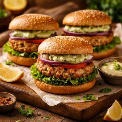 Image of Herby Tuna Burgers with Wasabi Low Fat and Healthy