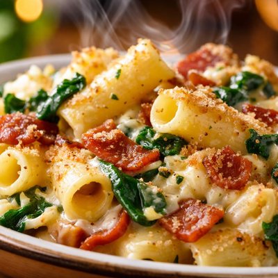 Image of Hidden Valley Four Cheese Pasta Bake with Spinach and Bacon Rsc